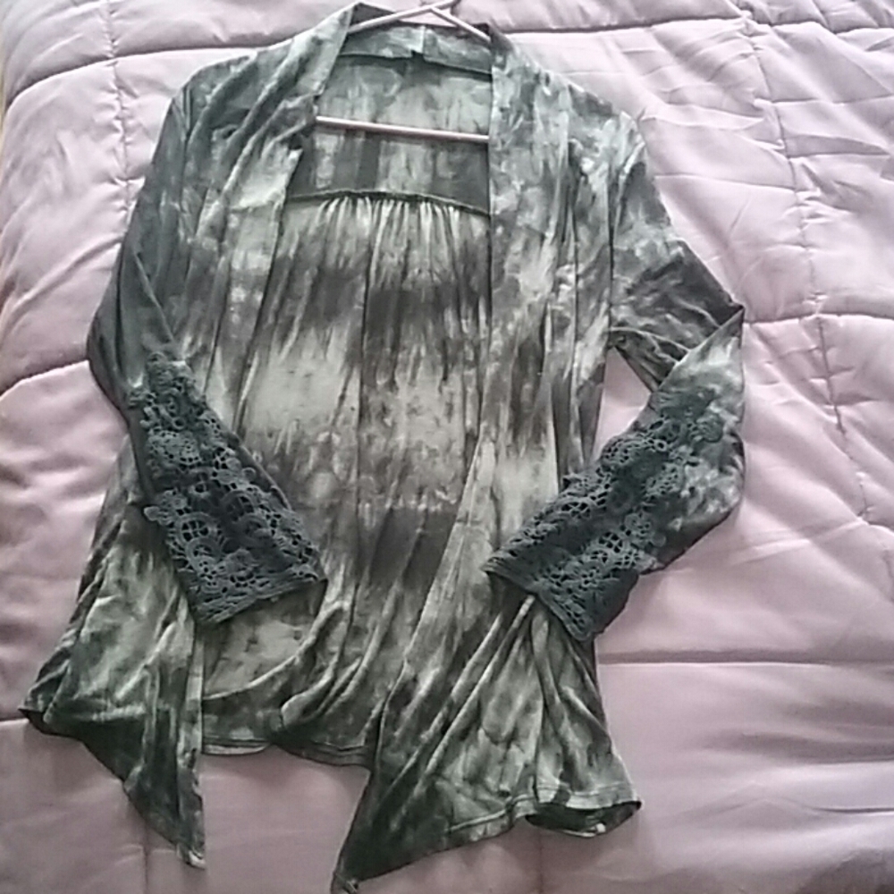 Panitti tie dye cardigan with lace on sleeves